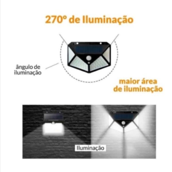 2 Kit Luminária Solar 100 Led Com Sensor Jardim Prova D'água