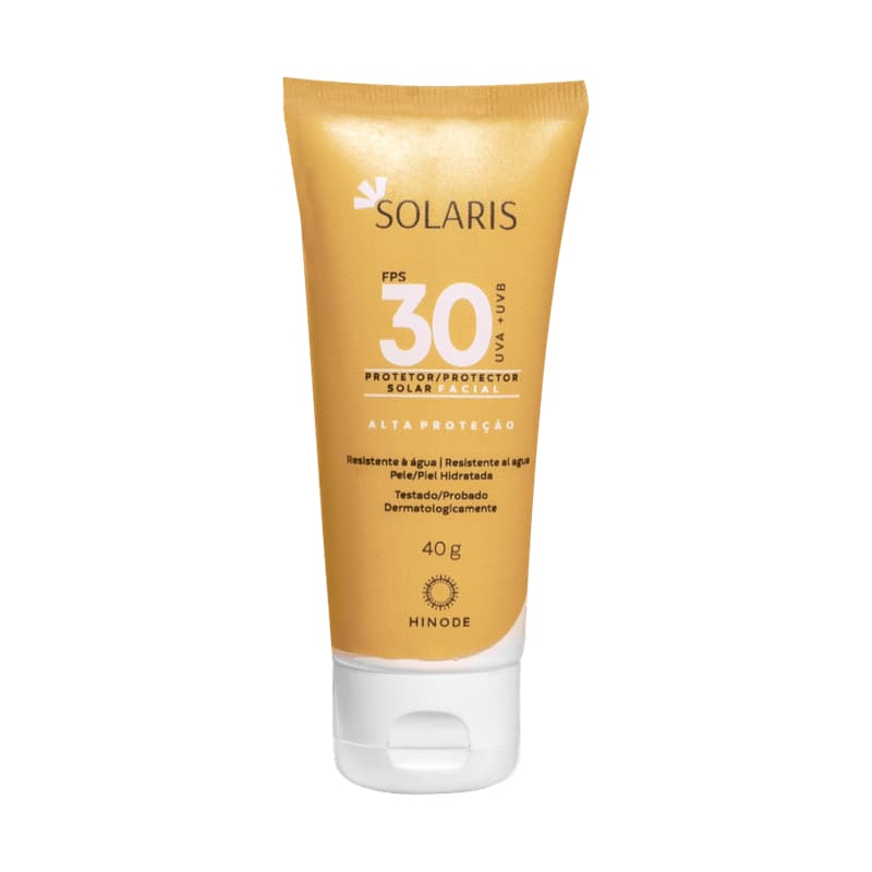 Protetor Solar Facial Solaris Hinode UVA e UVB FPS 30 40g (resistente à água)