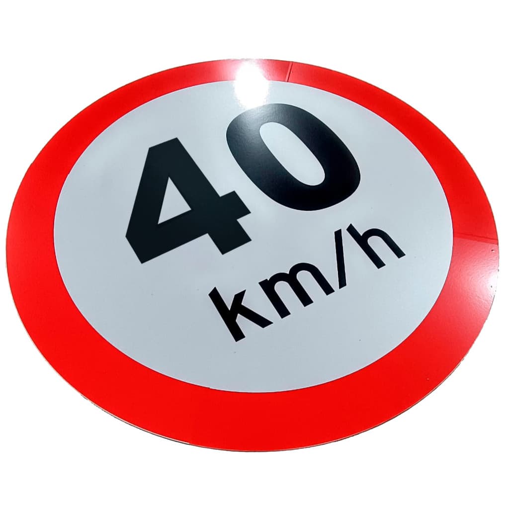 Placa de Sinalização, Velocidade, Condomínio, 40km/h, Refletiva, 60cm, em ACM 3mm (alumínio composto)
