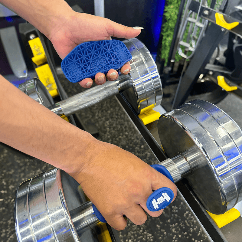 Suporte de Borracha Luva Meio dos Dedos Treino Cross Fit Academia Musculação Top Azul