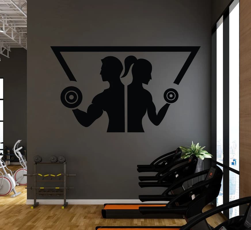 ADESIVO DECORATIVO DE PAREDE PREMIUM ACADEMIA E MUSCULAÇÃO  - 351