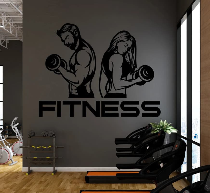 ADESIVO DECORATIVO DE PAREDE PREMIUM ACADEMIA E MUSCULAÇÃO  - 991