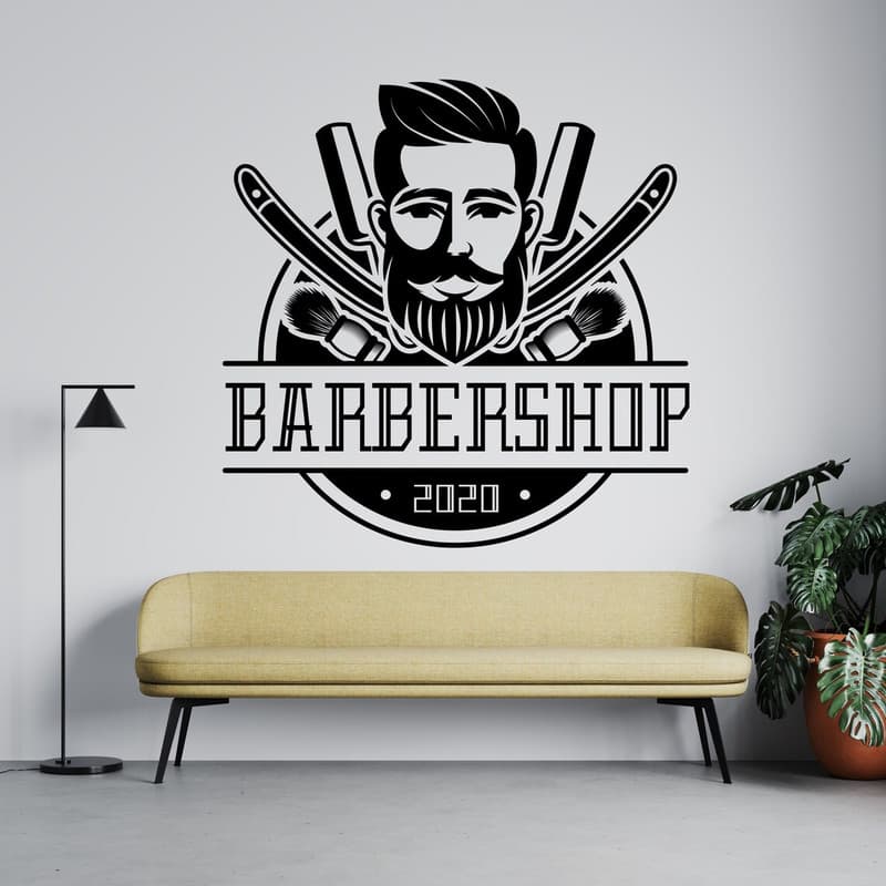 ADESIVO DECORATIVO DE PAREDE PREMIUM BARBEARIA, CABELEIREIRO - 1421