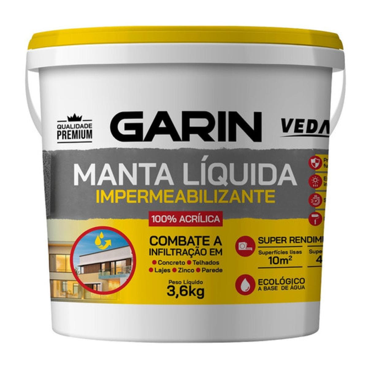 Manta Líquida Emborrachada Impermeabilizante 3,6kg