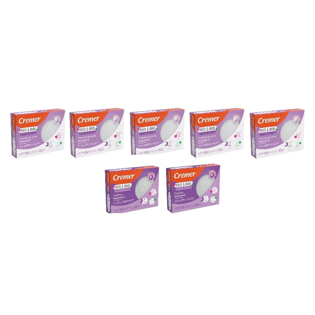 Kit 05 Cx Fralda + 02 Cx Toalhas Fralda Pinte E Borde Cremer