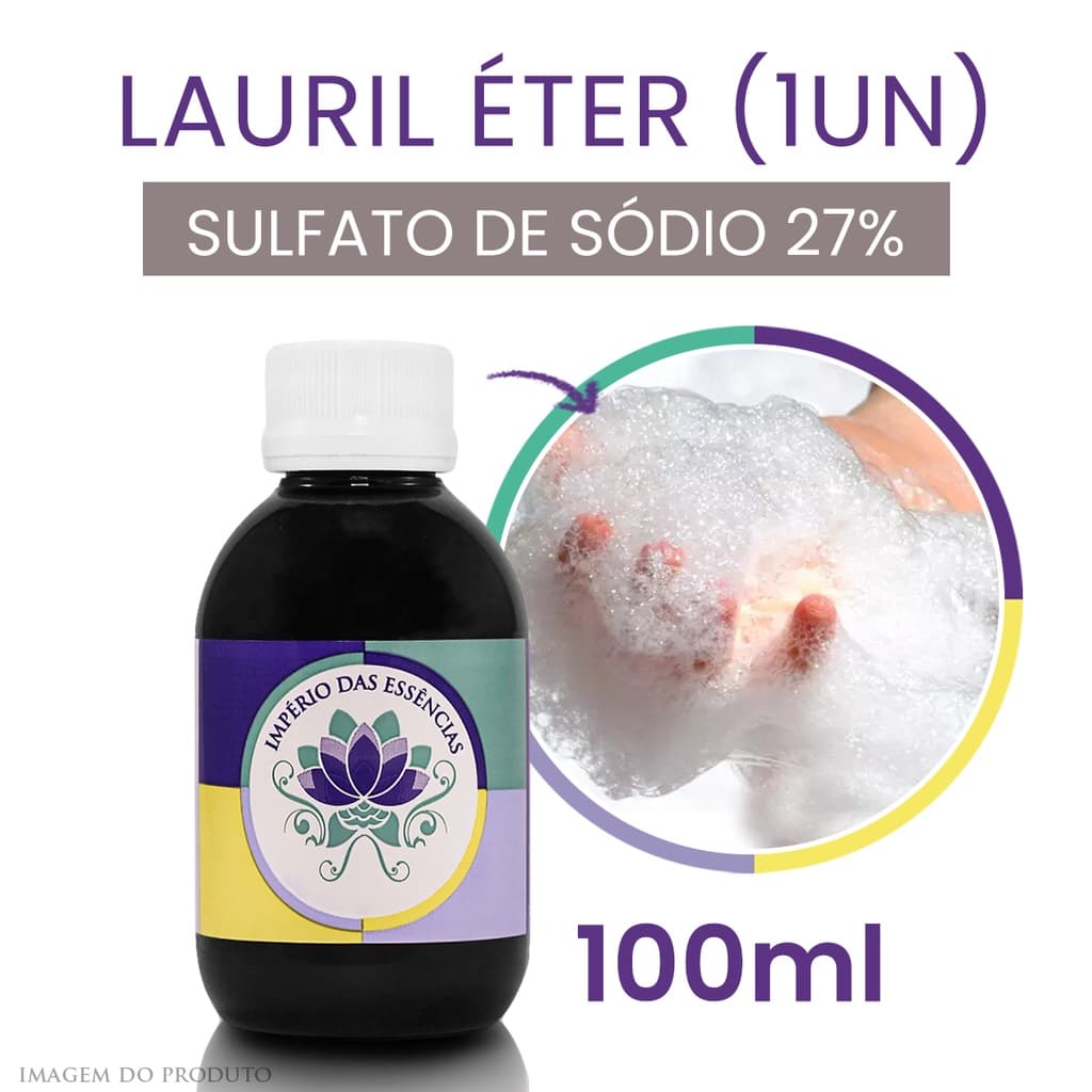 Lauril Éter Sulfato de Sódio 27% (100ml) Usado na preparação de shampoo, sabonetes, espuma de banho