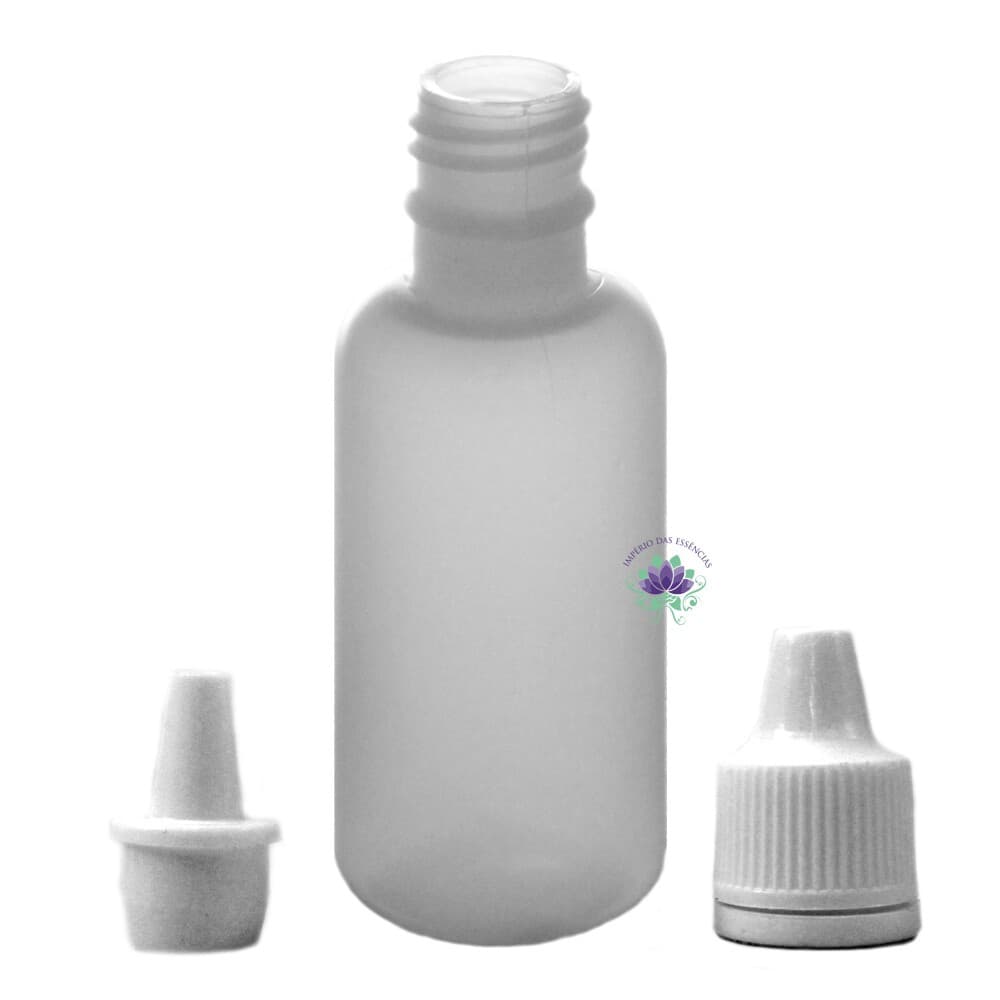 10 Frascos Conta Gotas 20ml plástico natural, acompanha gotejador e tampa de rosca.