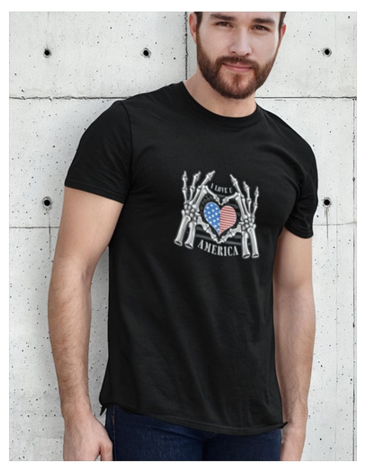 Camiseta Estampa Streetwear Eu Te Amo America Caveira Dtf