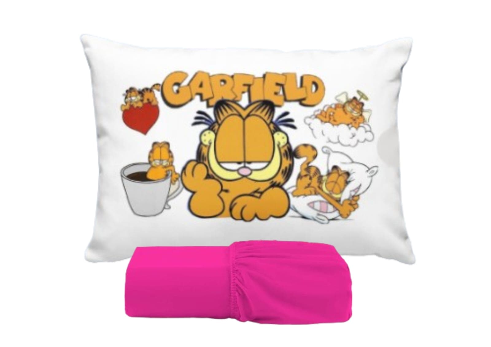 JOGO DE LENÇOL INFANTIL DE LUXO GARFIELD FRONHA TRAVESSEIRO LENÇOL DE ELASTICO SOLTEIRO