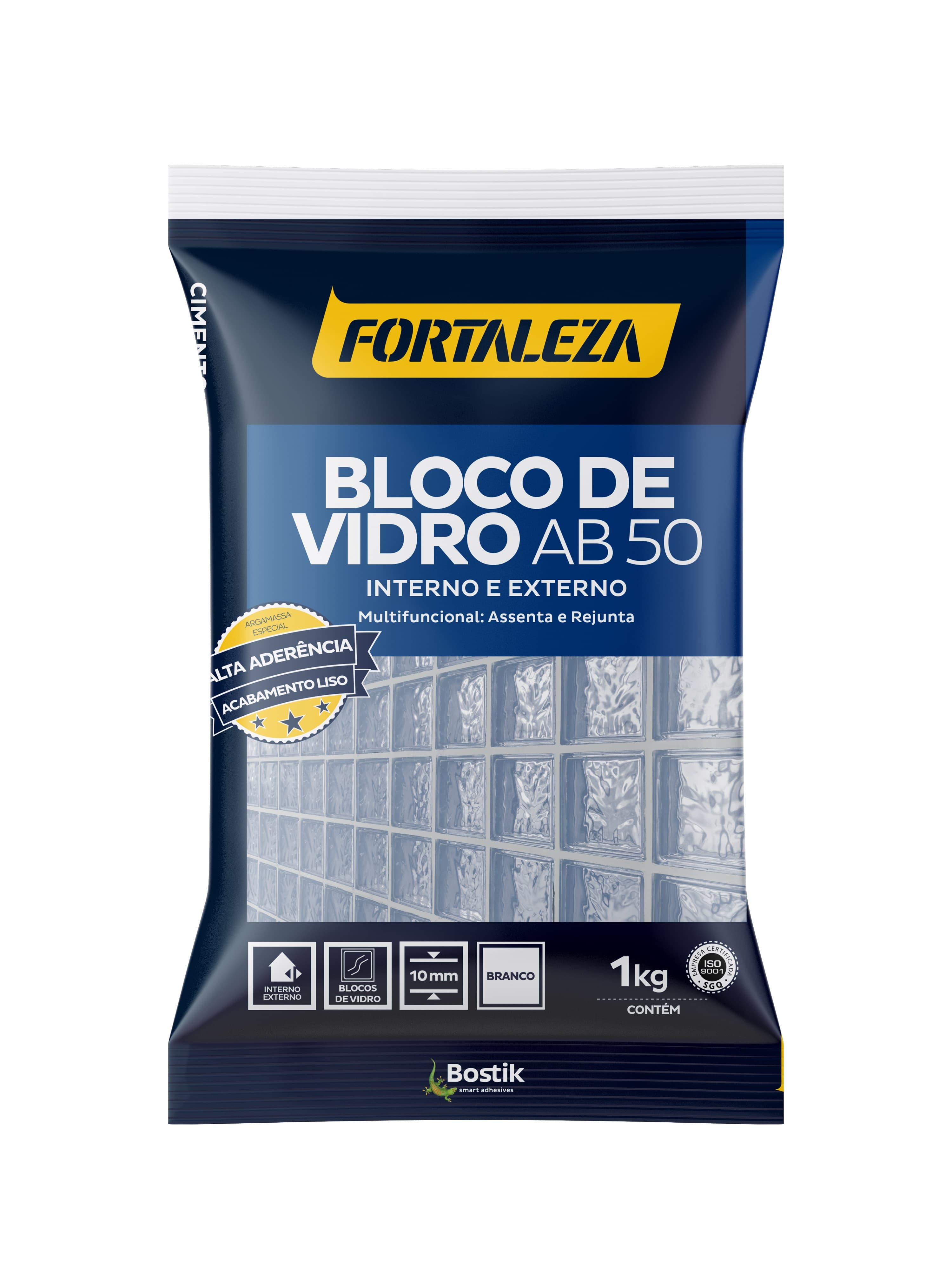 Argamassa Para Bloco de Vidro AB-50 Fortaleza Branca 1kg Assentamento e Rejuntamento Simultâneo