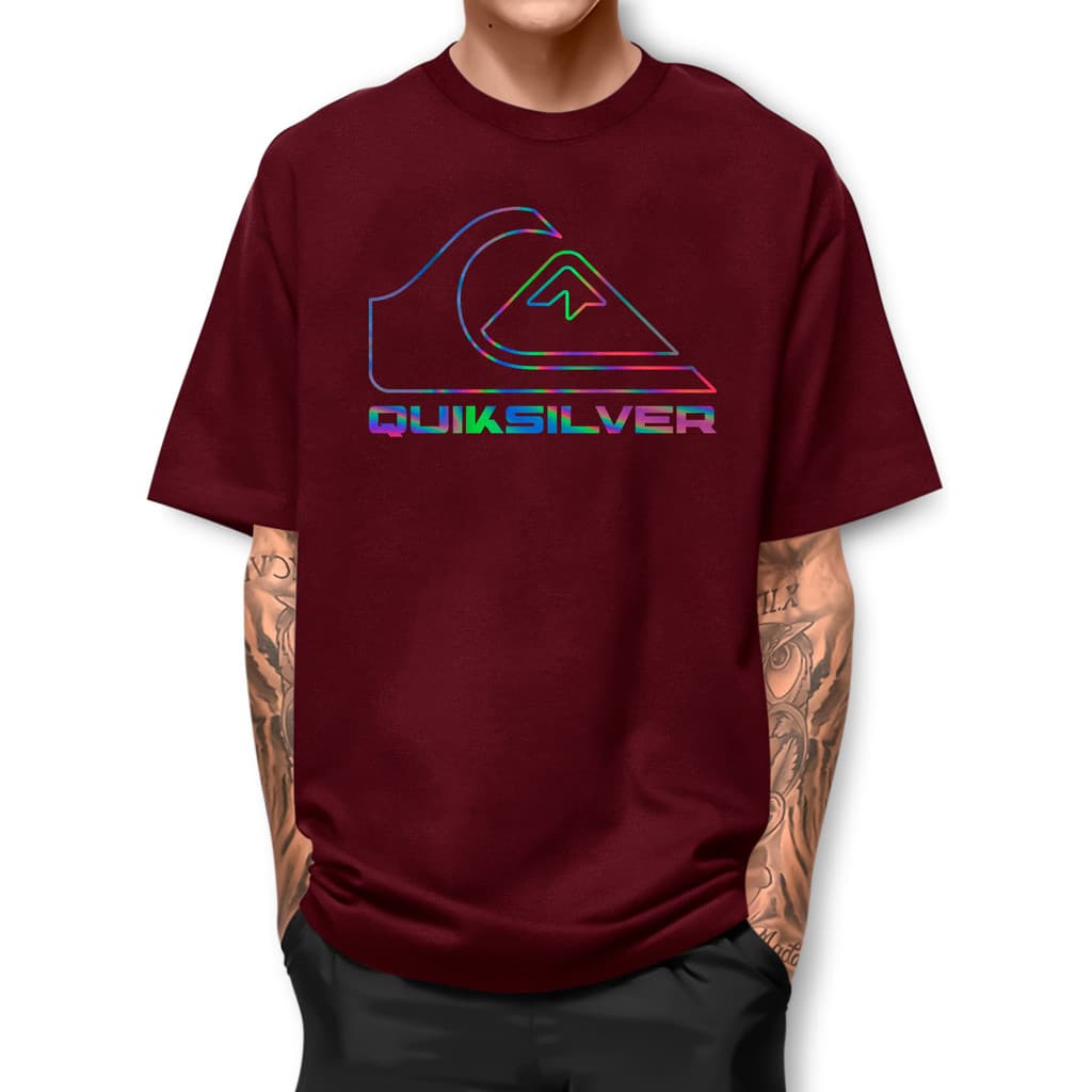 Camiseta QUIKSILVER COLORIDO LOGO Camisa Estampada Street 100% Algodão
