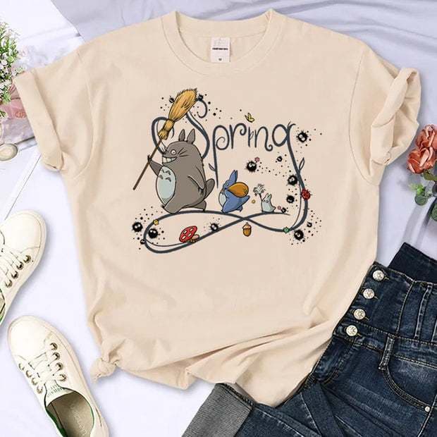 Camiseta AMIGO TOTORO Camisa Estampada Street 100% Algodão