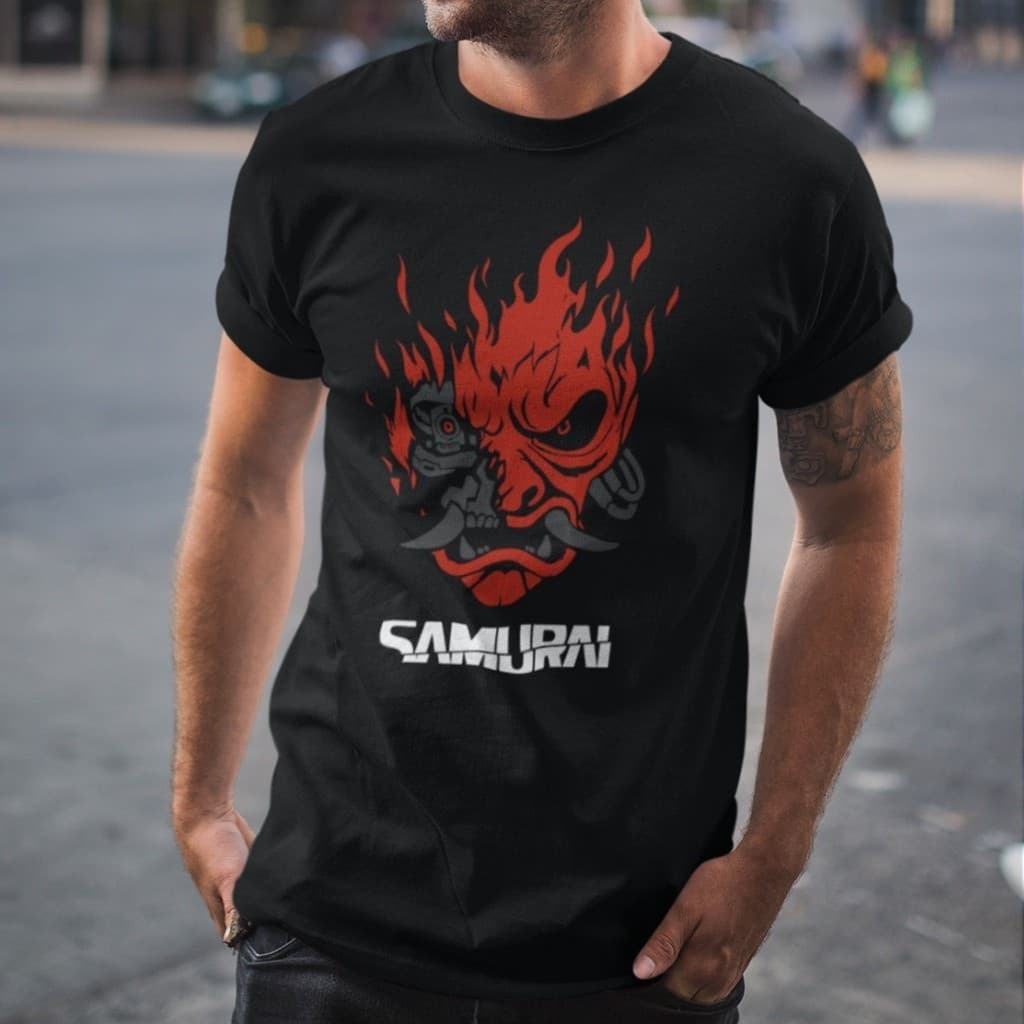 Camiseta SAMURAI QUEIMANDO Camisa Estampada Street 100% Algodão