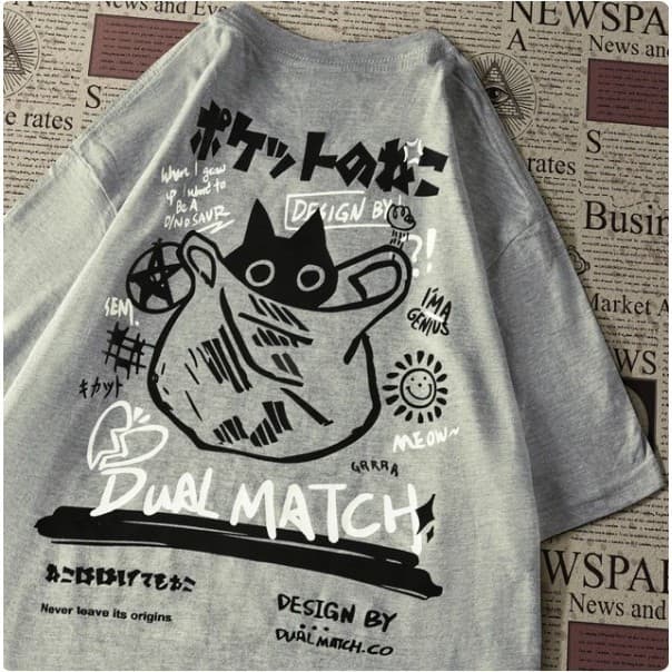 Camiseta GATINHO NA SACOLA F/C Camisa Estampada Street 100% Algodão