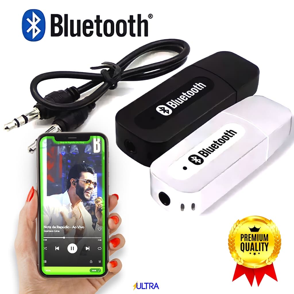 Adaptador Bluetooth Receptor USB 25m P2 3.5mm High Definition Audio