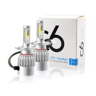 Par Lâmpada Farol Alto Baixo e Milha Super LED Super Branca Carro C6 H1/H3/H4/H7/H11/HB4 6000k Efeito Xenon