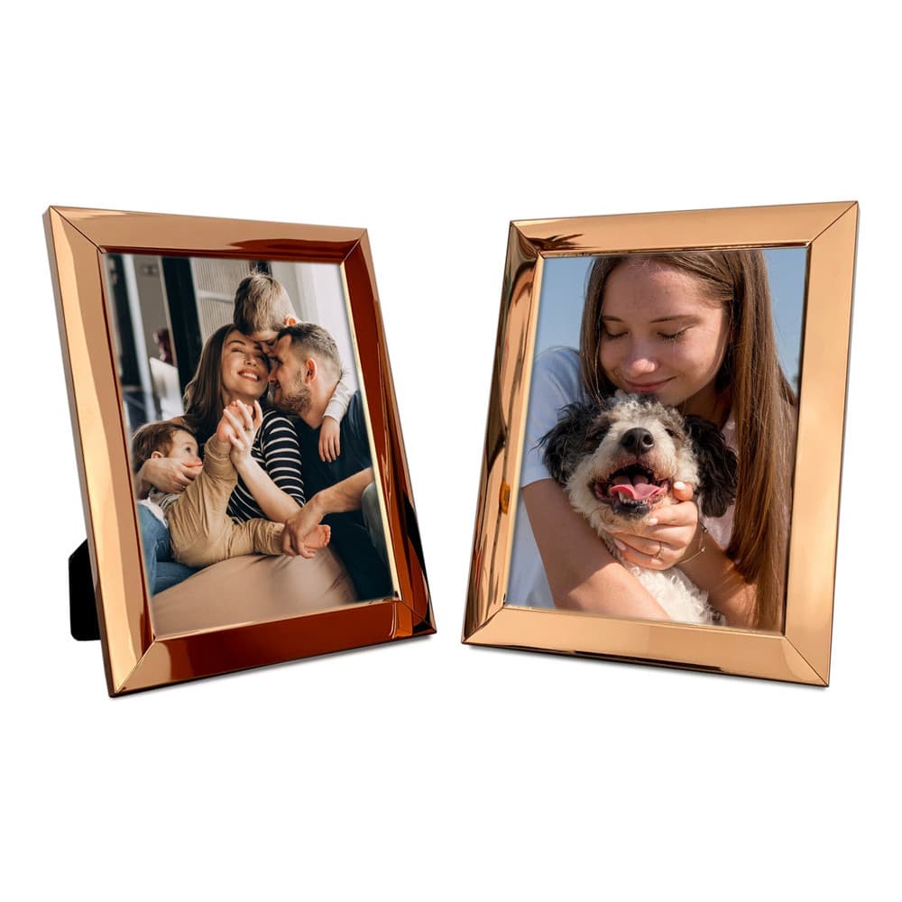 Kit 2 Porta Retratos Foto 15x20 Rosé Gold Metal