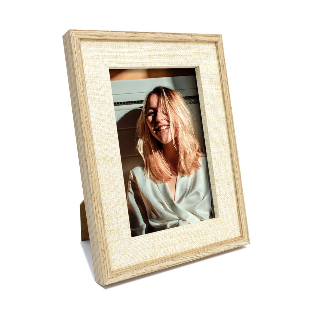 Porta Retrato 10x15 Moldura Dupla Com Paspatur Em Linho
