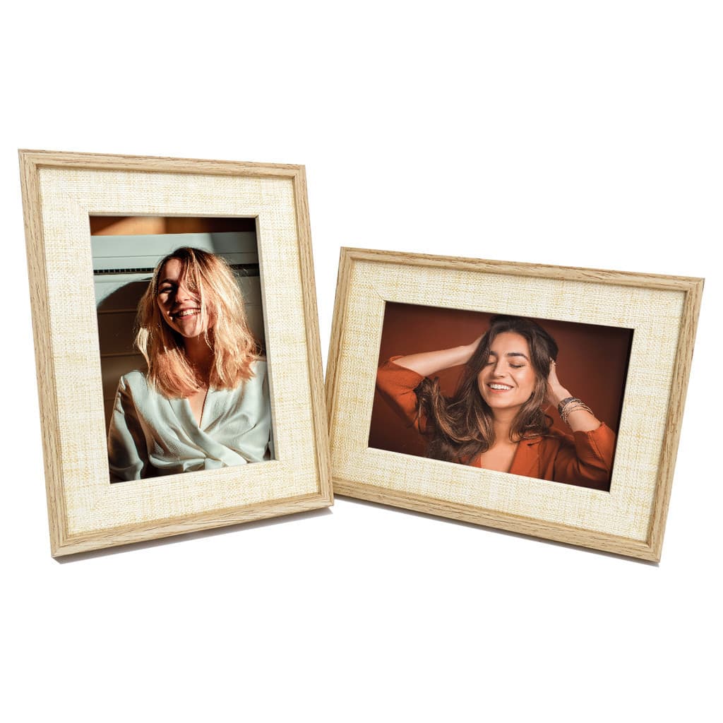 Kit 2 Porta Retratos 10x15 Moldura Dupla Com Paspatur Linho