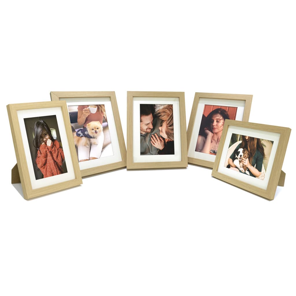 Kit 5 Porta Retratos Foto 10x15 Moldura Dupla Madeira E Branco