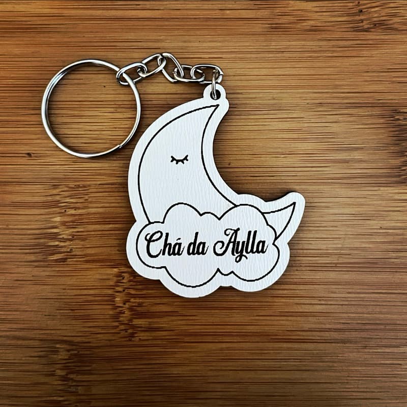 Kit Chaveiros MDF Nuvem Lua - Lembrancinha Chá de Bebê e Chá de Fraldas