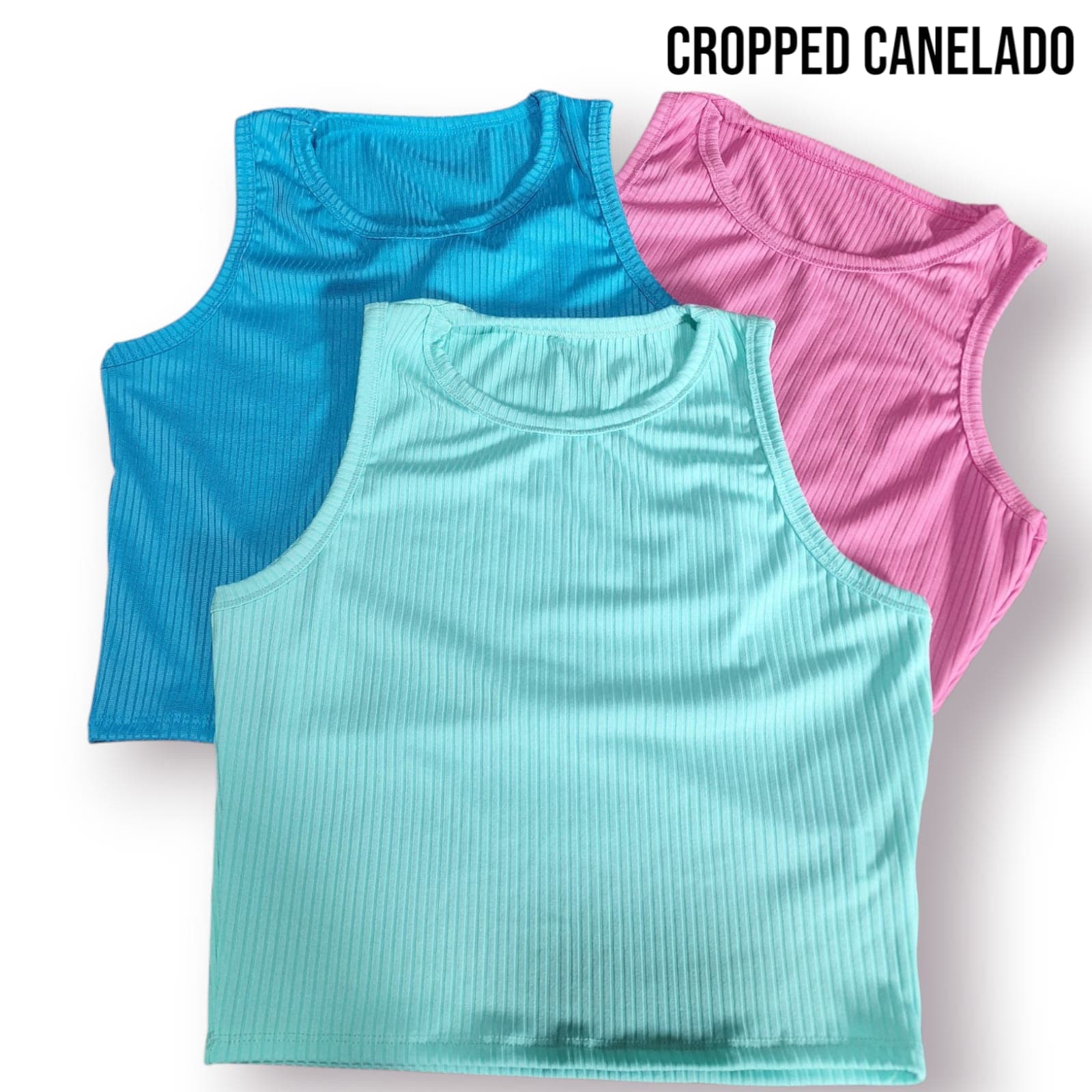 Kit 3 Cropped Canelado Moda Feminina Veste do 40 ao 44