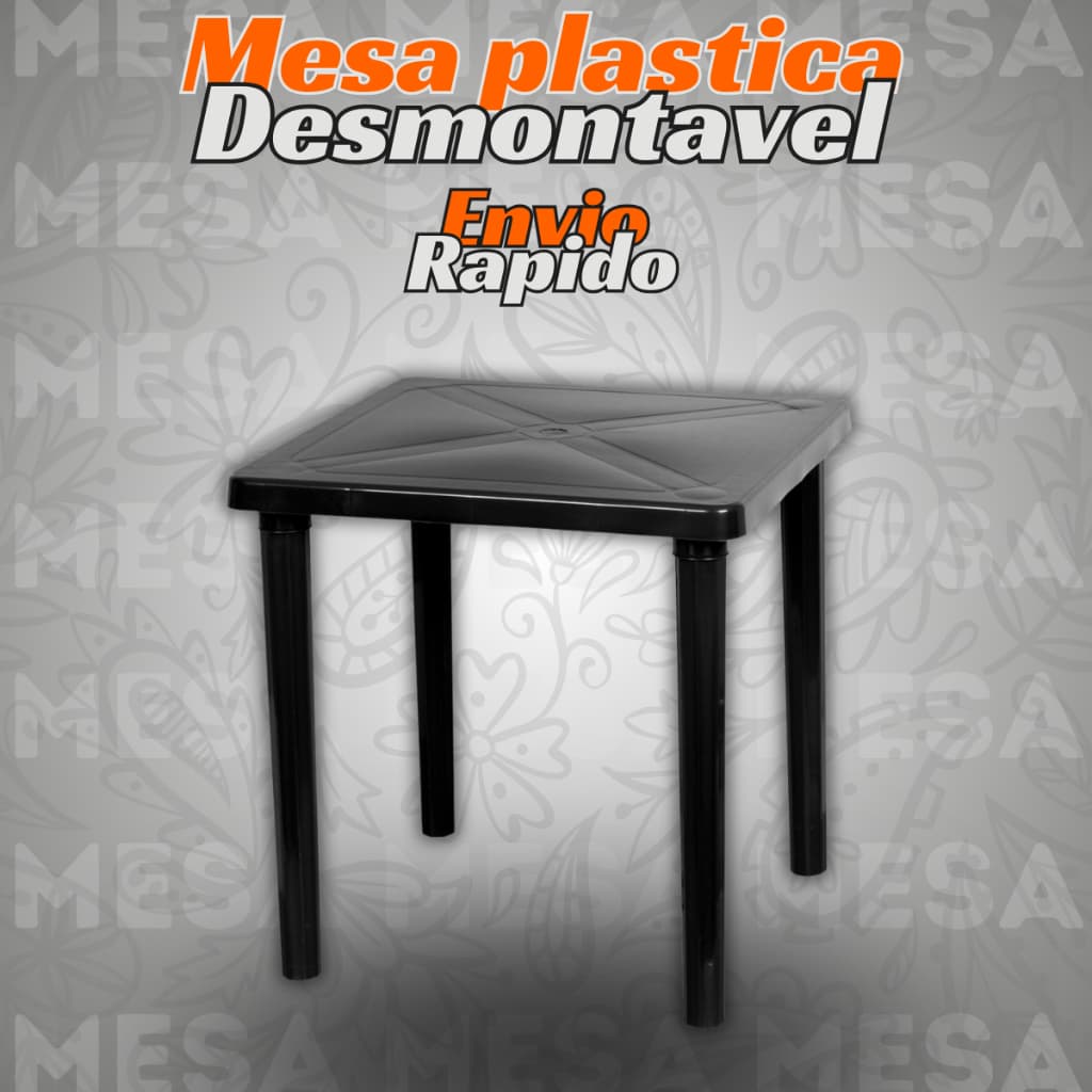 Mesa Quadrada Desmontável Plastico Reforçado Cozinha Jantar Piscina Area Externa Bar Branco Preto
