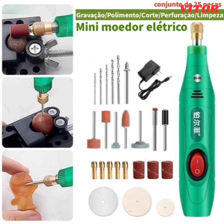 Mini Esmerilhadeira Elétrica De Perfuração Conjunto Polimento De Ferramentas Rotativas VITOR