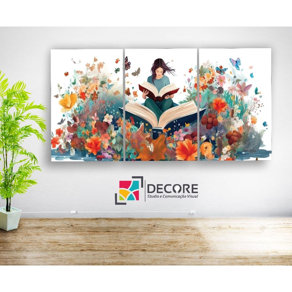 quadro decorativo mulher amor leitura decoração sala quarto hall