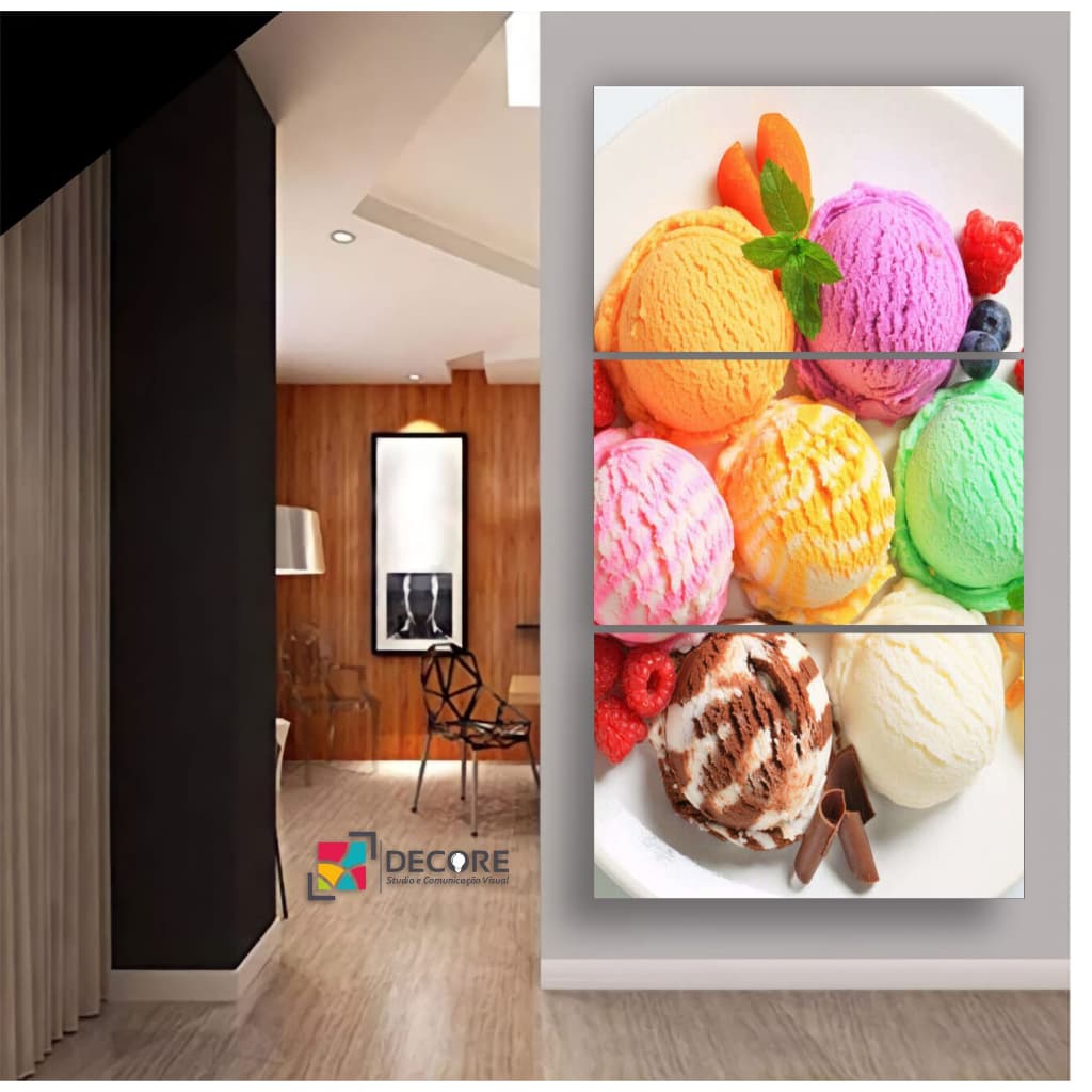 quadro decorativo sorvetes deliciosos decoração sorveteria cozinha bar restaurante lanchonete
