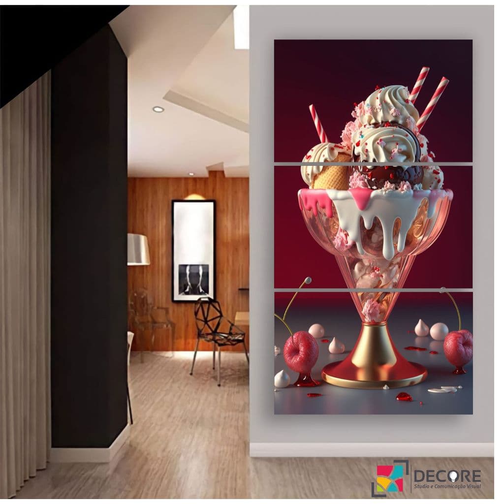 quadro decorativo sorvete delicioso decoração sorveteria lanchonete doceria bar cozinha