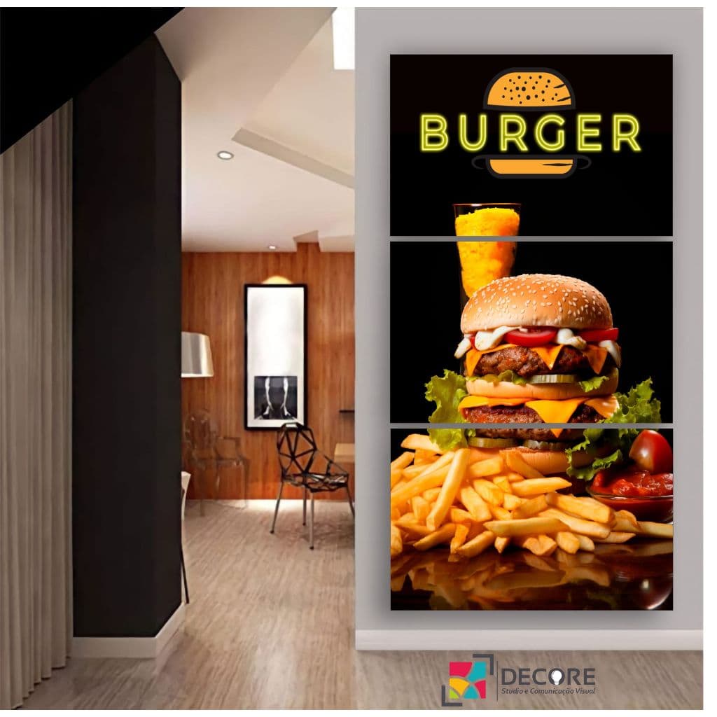 quadro decorativo hambúrguer artesanal decoração hamburgueria lanchonete restaurante bar