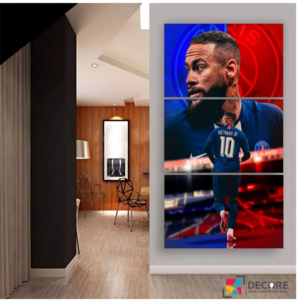 Quadro decorativo moderno neymar jogador futebol decoração sala quarto hall