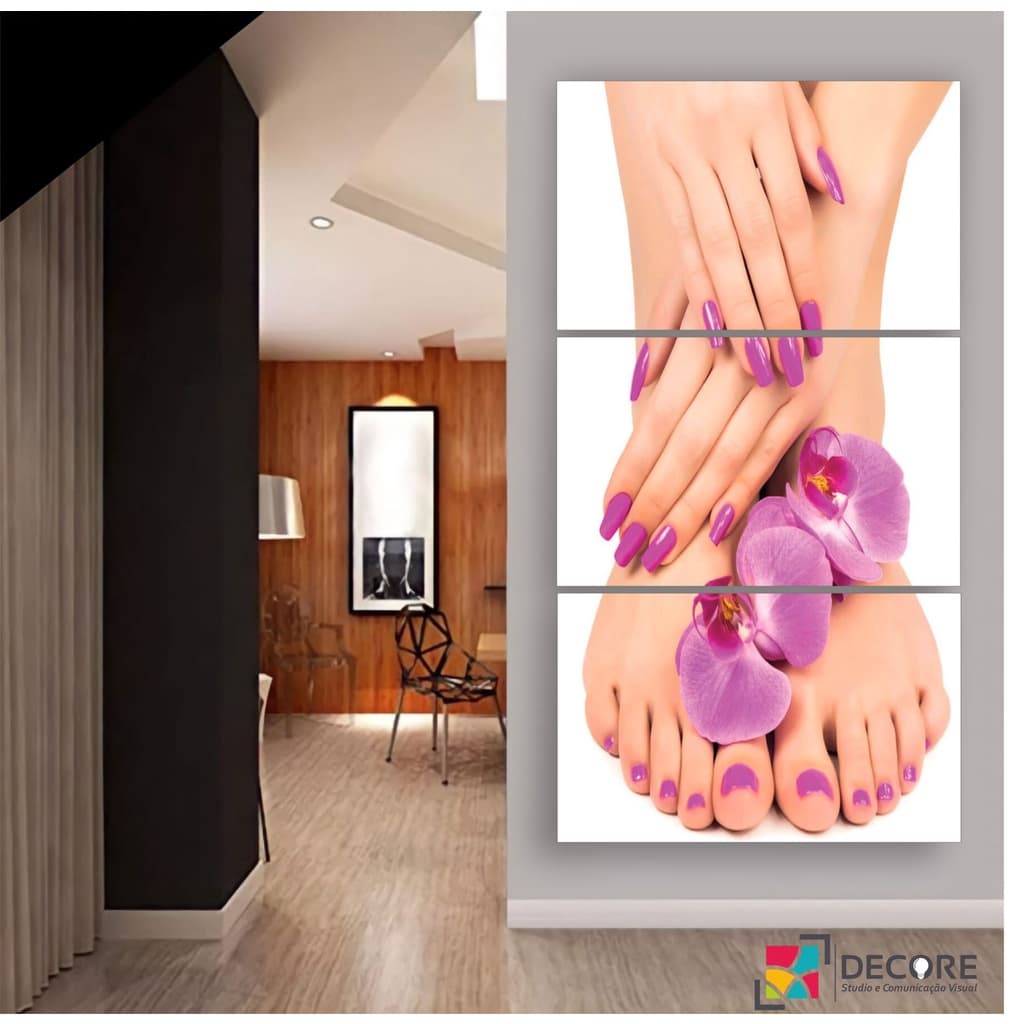 quadro decorativo moderno manicure pedicure salão beleza decoração sala quarto hall