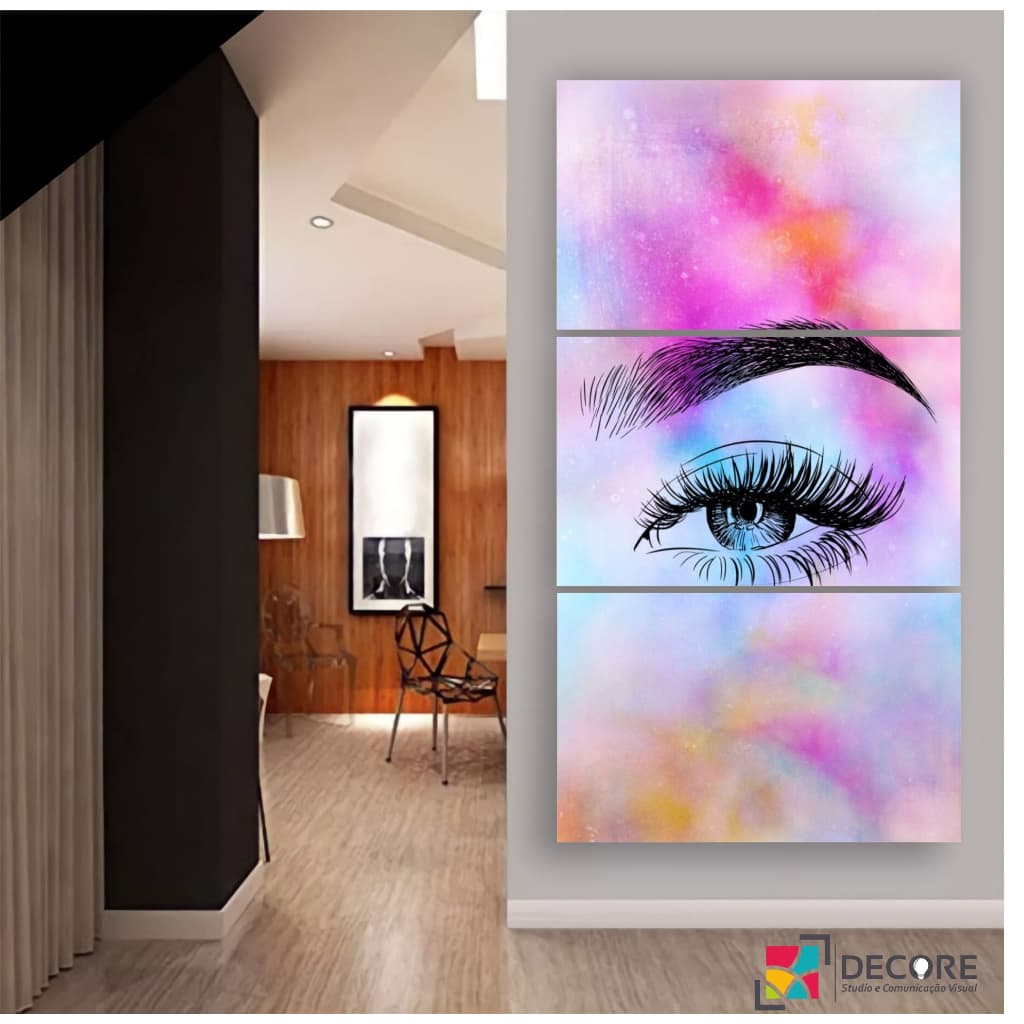 quadro decorativo moderno designer de cílios e sobrancelhas salão de beleza mulher fashion poder decoração studios