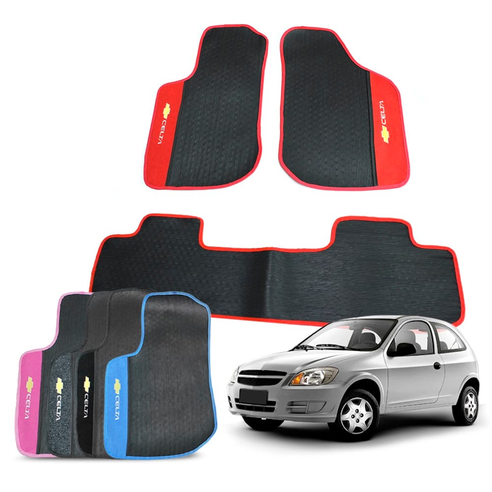 Tapete Carro Celta 2000 a 2016 Borracha 3 Peças Traseiro Inteiro Personalizado Jogo Tapete Automotivo Impermeável