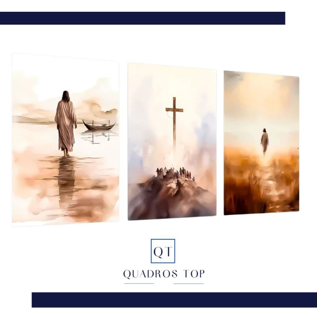 Quadro Decorativo Moderno Para Parede Quarto Sala Religiao Cruz Jesus Paisagem Por do Sol 90x50