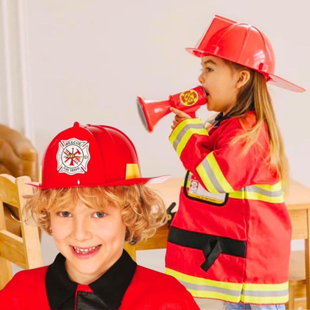 Fantasia Bombeiro Chapéu Infantil Adulto com Suspensório Carnaval Halloween Festa Cosplay