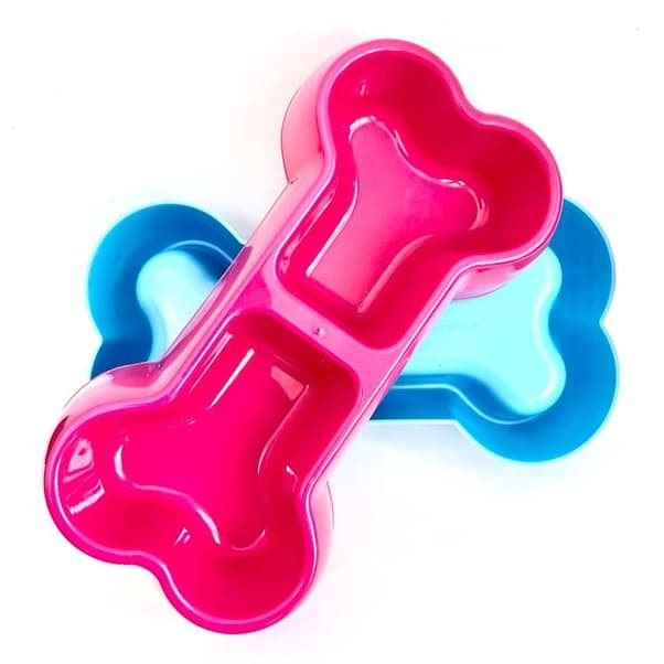Comedouro Bebedouro Duplo Cães Pequeno Porte Gatos Osso 500ml- Potinho Cachorro Pets Itens para Pets