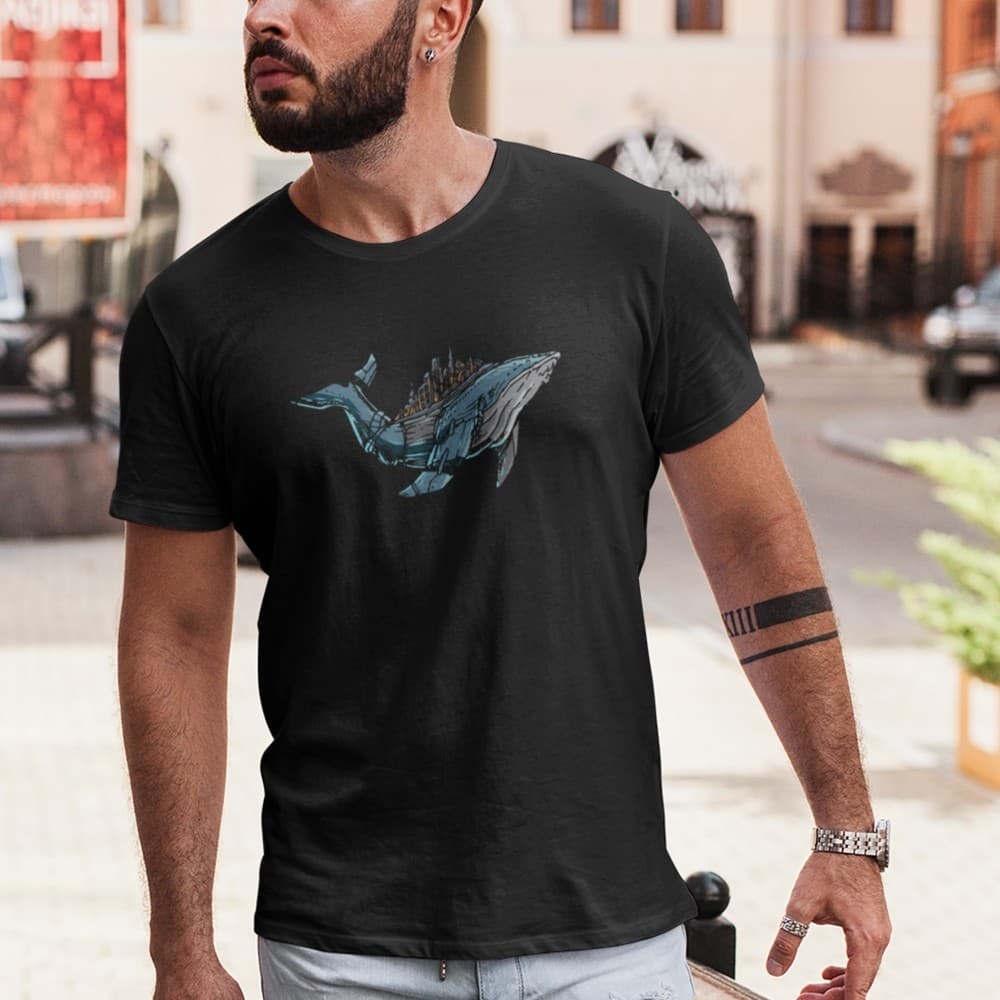Camiseta Estampada Baleia Arte Japonesa Algodão 30.1 Estilo Casual
