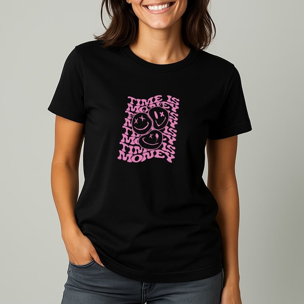 Camisa Feminina Smile This is Money Algodão 30.1 Confortável Modelagem Slim