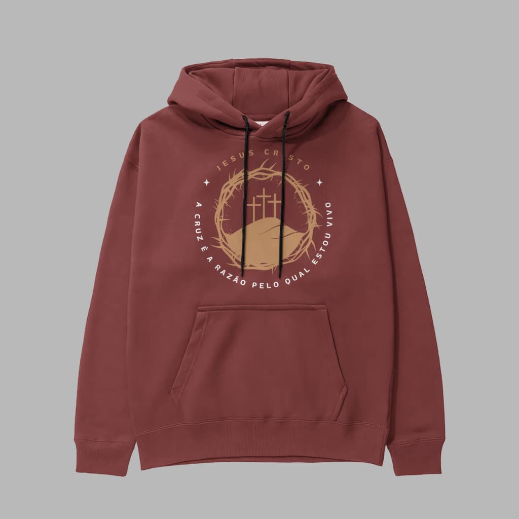 Moletom Com Capuz e Bolsos Estampa Jesus Cristo Casual Confortável Cores