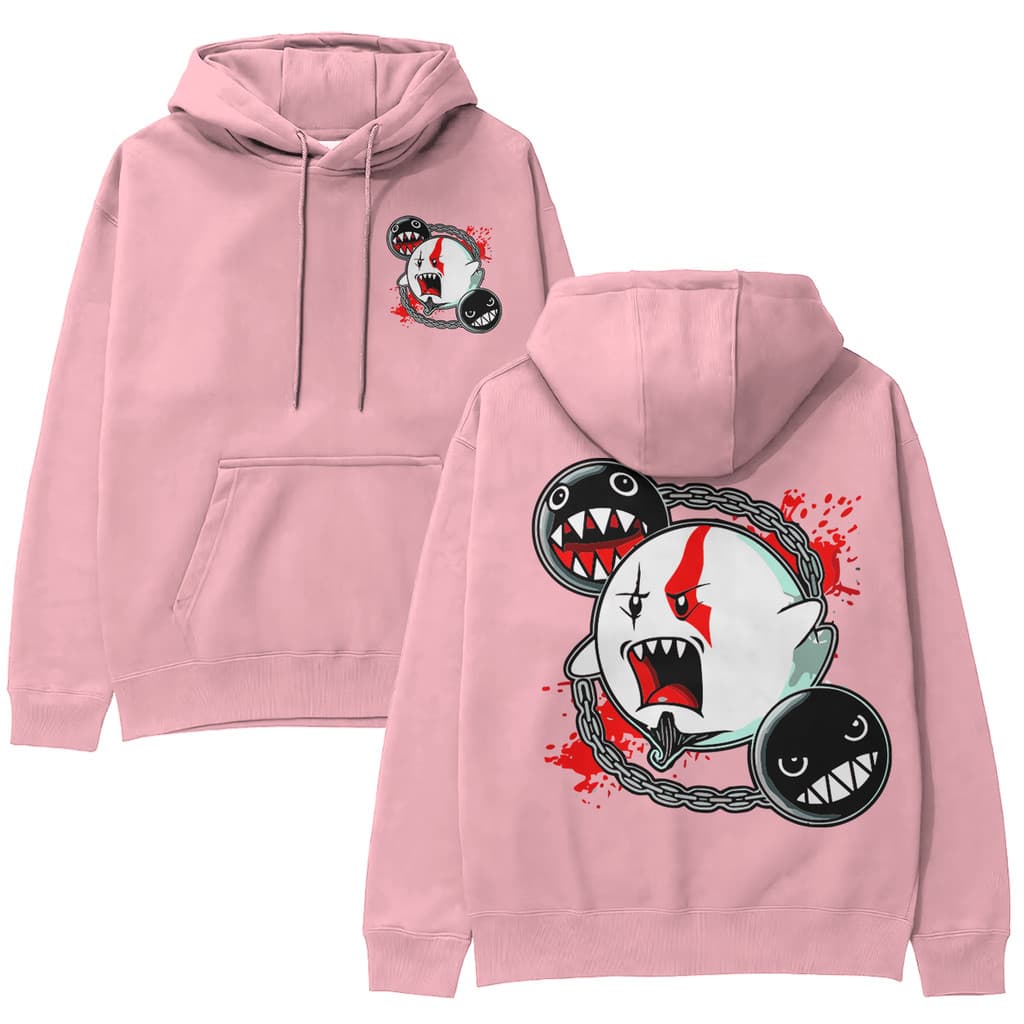 Blusa de Moletom Masculina Estampada Fantasminha Kratos Canguru Capuz e Bolso