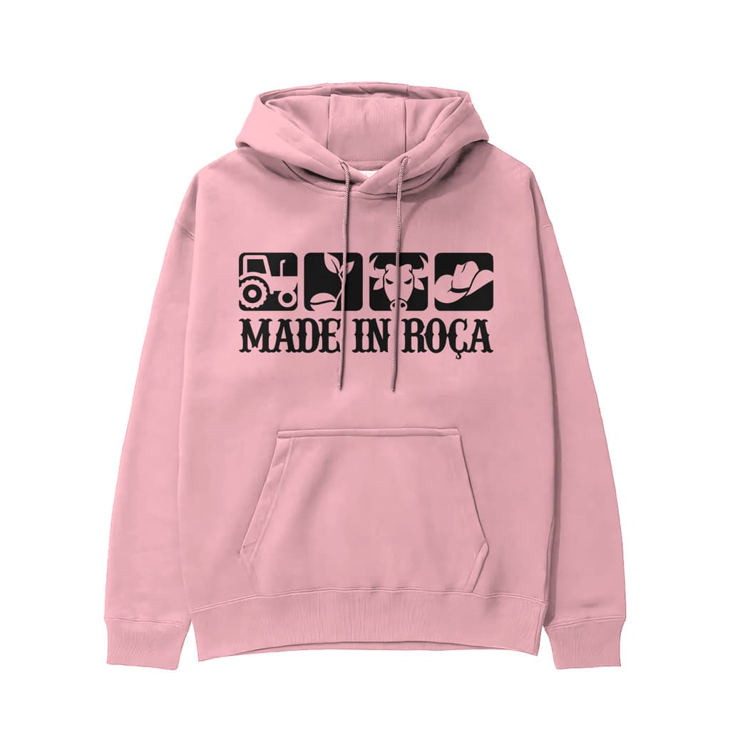 Blusa Moletom Canguru Estampada Masculina Made In Roça Com Capuz e Bolso