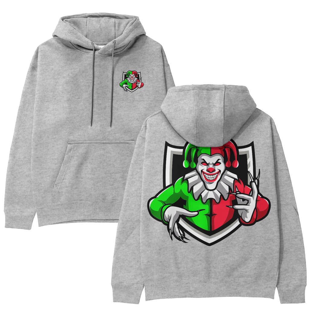 Blusa de Frio Moletom Blusão Flanelado Estampado Palhaço 2 Com Capuz e Bolso