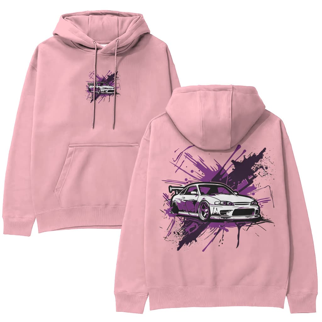 Blusa de Moletom Masculina Estampada Carro Tinta Canguru Flanelada Quente