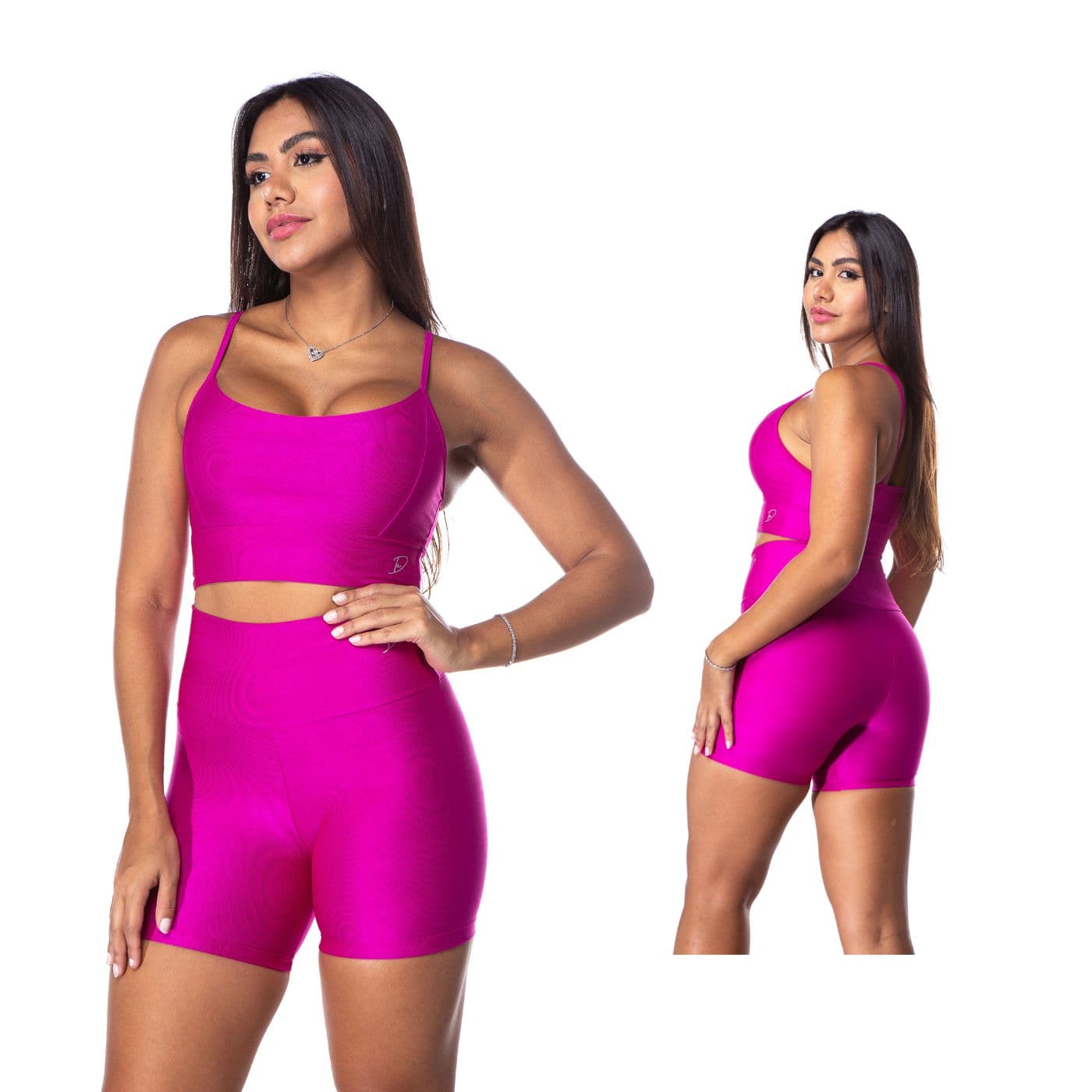 Roupa de Academia Top Forrado + Short Conjunto Fitness Feminino Canelado