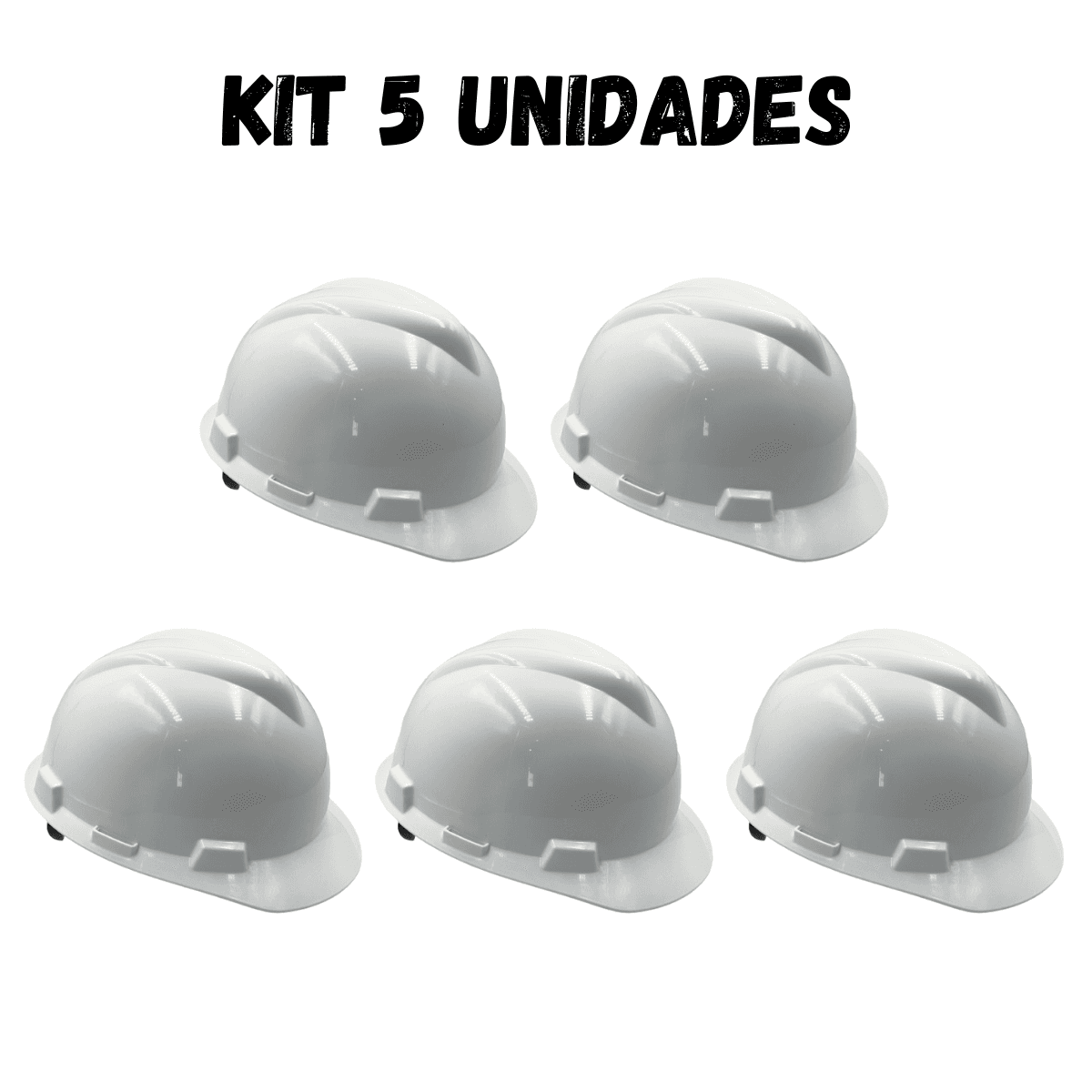 Kit 5 Unidades Capacete De Segurança Msa V-gard Branco Carneira Jugular Proteção Obra Epi Ca 498