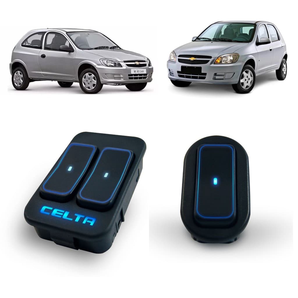 Par Botão Interruptor Corsa Celta Novo Astra Duplo E Simples (Par) Ultraled Personalizado Celta Azul
