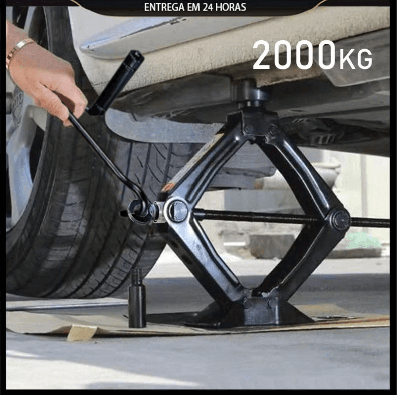 Macaco Sanfona de Carro Suporta 2 Toneladas 2000 kgs Jacaré Universal Original para Troca de Pneu